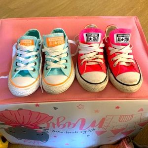 Aqua blue & pink converses